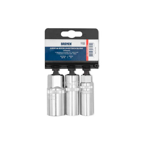BOCALLAVE SACA BUJIAS x 3Pzs (Enc.1/2"16&21mm-Enc. 3/8"18mm) BREMEN®