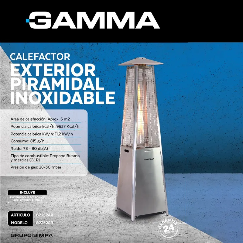 CALEFACTOR EXTERIOR PIRAMIDAL INOXIDABLE - Imagen 2