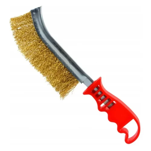 CEPILLO MANGO PLASTICO ROJO BRONCEADO C/U