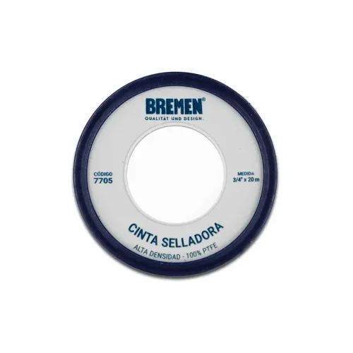 CINTA SELLADORA 3/4" (19MM) X20M C/U (PTFE) ALTA DENSIDAD BREMEN®