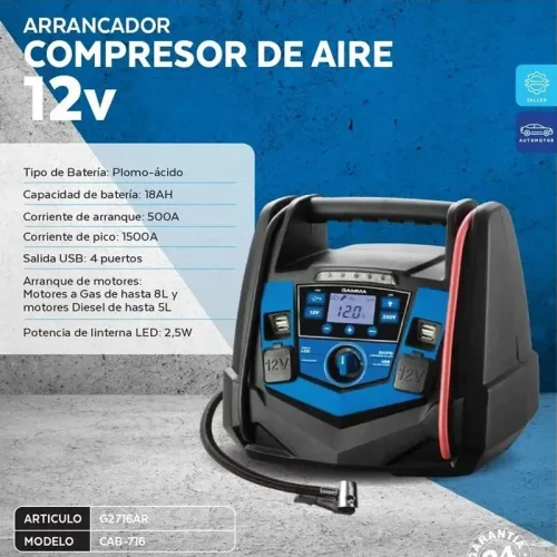 ARRANCADOR PORTATIL 12V INVERTER Y COMPRESOR - Imagen 4