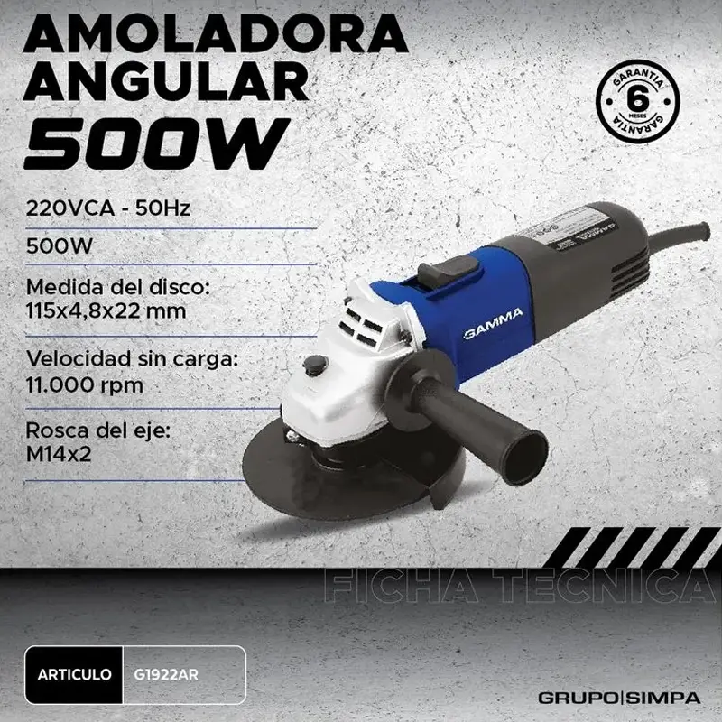 AMOLADORA ANGULAR 500W GAMMA-SELECT - Imagen 2