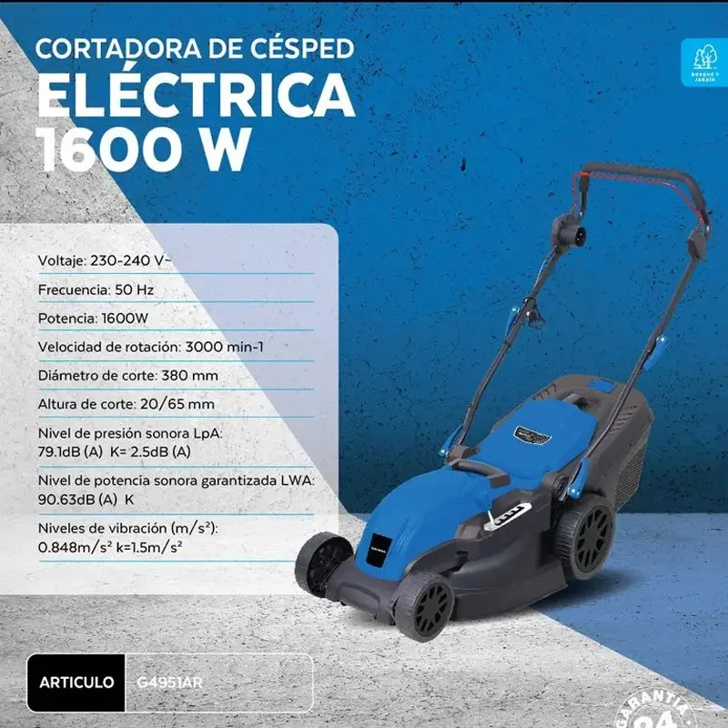 CORTADORA CESPED ELECT 1600W 380MM 3000R.P.M. - Imagen 2