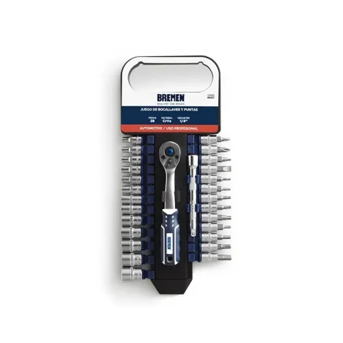 JUEGO BOCALLAVES ENC.1/4"x 28 Pzs. (4-14MM+13 PUNTAS) PORTATIL BREMEN®