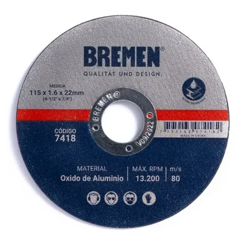DISCO CORTE PLANO 115X1.0X22.2MM 4-1/2"OX. ALUM. BREMEN®