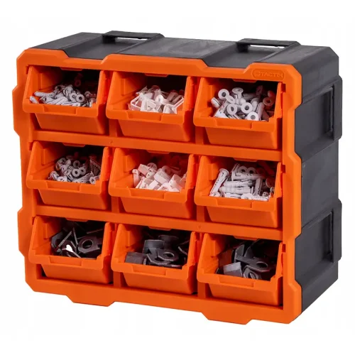 ESTANTE DE PLÁSTICO CON 9 CAJONES (10,4X16,9X8,4CM C/U). TACTIX