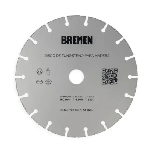 DISCO DE TUNGSTENO PARA MADERA (180MM X 22,2MM) BREMEN®