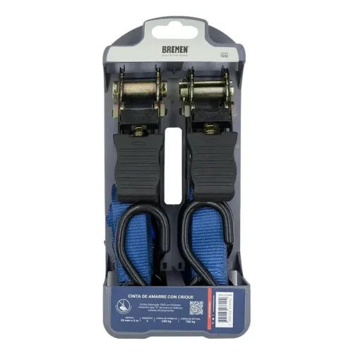 CINTA DE AMARRE C/CRIQUE 5M X 25MM [700KG] X 2 UNI. BREMEN®