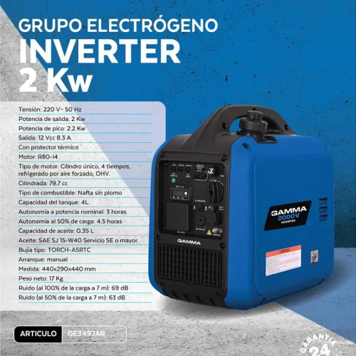 GRUPO ELECTOGENO INVERTER 2KW PORTATIL. GAMMA