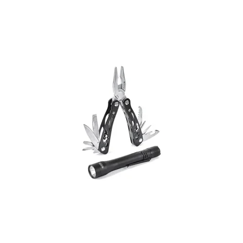 JUEGO DE PINZA MULTIHERRAMIENTA Y LINTERNA LED 150LUMENES (2PILAS AA).