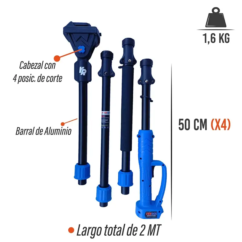 MANGO TELESCOPI.2M DESMON. 4PZS. BARRAL DE ALU. 4 POSICIONES DE CORTE.