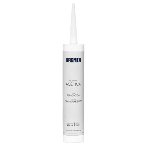SILICONA ACETICA CON FUNGICIDA 280ML TRANSPARENTE. BREMEN®