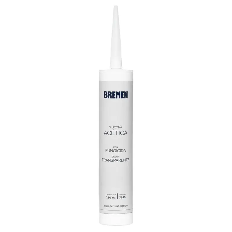 SILICONA ACETICA CON FUNGICIDA 280ML TRANSPARENTE. BREMEN®