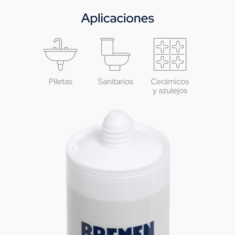 SILICONA ACETICA CON FUNGICIDA 280ML BLANCA. BREMEN® - Imagen 4