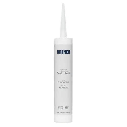 SILICONA ACETICA CON FUNGICIDA 280ML BLANCA. BREMEN®