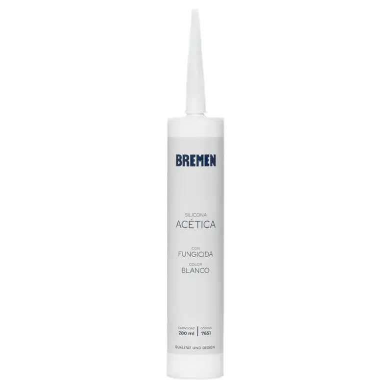 SILICONA ACETICA CON FUNGICIDA 280ML BLANCA. BREMEN®