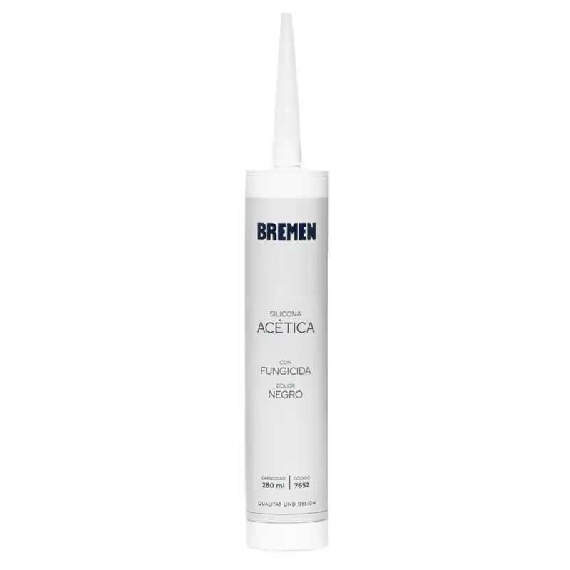 SILICONA ACETICA CON FUNGICIDA 280ML NEGRA. BREMEN®