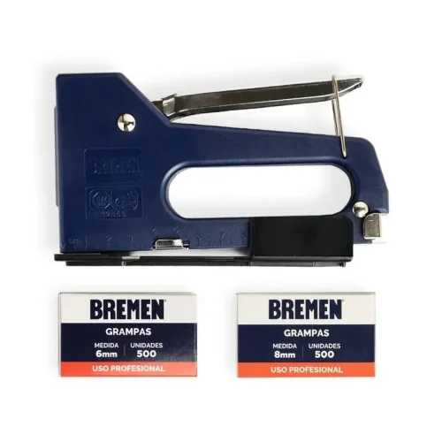 ENGRAMPADORA ABROCHADORA+GRAMPAS (500U.6MM+500 U.8MM) BREMEN®