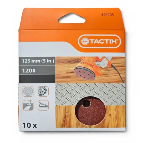 DISCO DE LIJA G120 5"125MM C/U (10) CON VELCRO. TACTIX