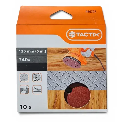 DISCO DE LIJA G240 5"125MM C/U (10) CON VELCRO. TACTIX