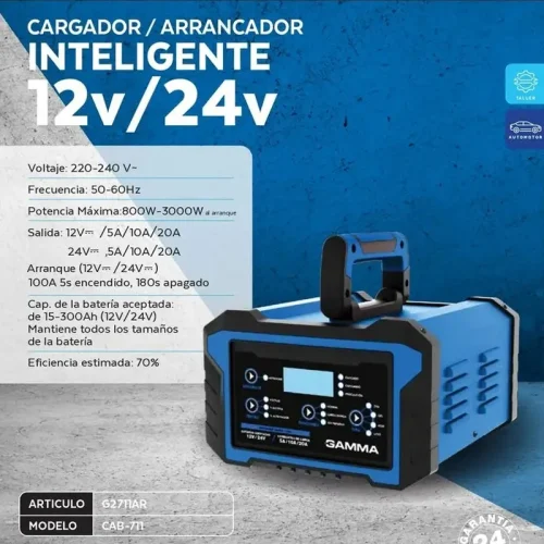 CARGADOR Y ARRANCADOR DE BATERIAS 12V / 20A  INTELIGENTE. GAMMA. - Imagen 4