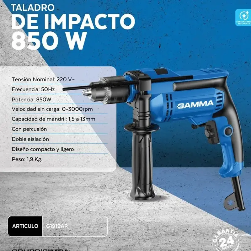 TALADRO DE IMPACTO 850W 13MM. GAMMA. - Imagen 3